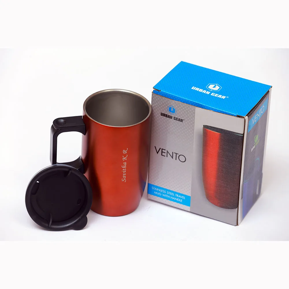 Personalized Stainless Steel Travel Mug with Handle-Vento